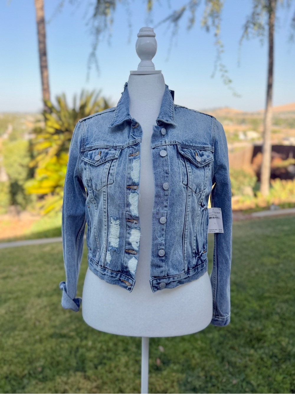 Vigoss Light Blue Distressed Denim Jacket